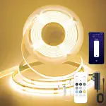 COB LED Streifen 5m,warmweiß 2700K LED Streifen 24V Mit Adapter,Smart App und Fernbedienung Dimmbar LED Band,320LED/M,CRI>90,8mmbreit,geeignet für Schlafzimmer,Küchen,Schränke
