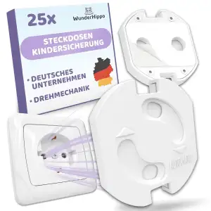 25x Steckdosensicherung mit Drehmechanik – Kindersicherung für Steckdosen – Stec