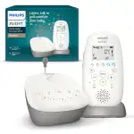 Philips AVENT Audio Babyphone, DECT-Technologie, Eco-Mode, Sternenhimmel, Gegensprechfunktion, Schlaf- und Nachtlieder, 18 Std. Laufzeit, maximale Reichweite, weiß (Modell SCD733/26)