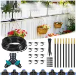 HIRALIY Bewässerungsschlauch 10 m, 360° verstellbare Messingdüsen, 1/4" Tropfbewässerungssystem, Gartenbewässerungssystem für Garten, Balkon, Hochbeet, Gewächshaus & Pflanzen