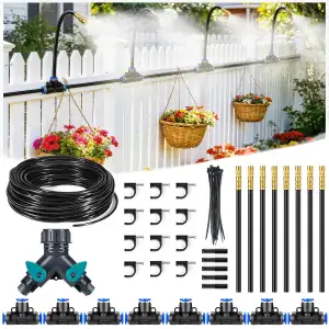HIRALIY Bewässerungsschlauch 10 m, 360° verstellbare Messingdüsen, 1/4" Tropfbew