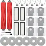 26 Stück Zubehör für Roborock QV 35A/ QV 35S Saugroboter, Ersatzteile mit 2 Hauptbürste, 6 Staubbeutel, 6 Wischpads, 4 HEPA-Filter, 6 Seitenbürsten, 1 Reinigungsbürste, 1 Schraubendreher