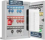 Schlüsselschrank mit 42 Haken - Schlüsselkasten SD42 – robuste Schlüsselbox aus Stahl, abschließbarer Safe, magnetische Außenseite, höhenverstellbare Leisten, Wandmontage (35x27x8cm)