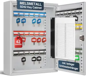 Schlüsselschrank mit 42 Haken - Schlüsselkasten SD42 – robuste Schlüsselbox aus 