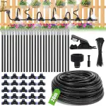 Bewässerungssystem Garten bewässerung 20M Gartenbewässerungssysteme Tropfbewässerungssystem gewächshaus, 25 Directional Brass Spray Nozzles für Outdoor-Nebelkühlsystem, Landschaft, Pflanzen