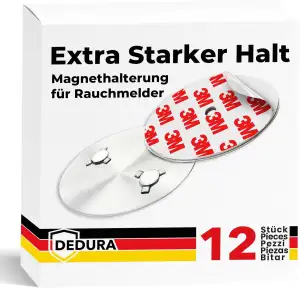 Rauchmelder Magnethalter 12er Set mit extra starken Klebepads - ohne Bohren und 