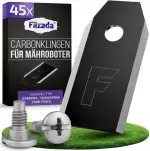 Filzada® 45x Mähroboter Messer Carbon inkl. Schrauben - Ersatzmesser für Rasenmäher kompatibel mit Husqvarna Mähroboter, Gardena Sileno & Yard Force - Geeignet für Husqvarna Automower Messer