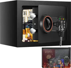 Mini Safe Tresor mit Zahlenschloss Schlüssel, MöBeltresor Klein mit Feuerfeste T