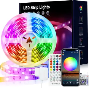 VKH LED Strip 10m, LED Streifen Bluetooth RGB LED Band 10m Selbstklebend mit Fer