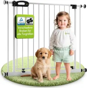 BOMI TÜV GS Siegel Baby Schutzgitter Treppe Merle | Ohne Bohren | 90° Stop | Sch