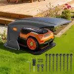 Hochklappbar Mähroboter Garage Kompatible Ladestationen Schutzüberdachung für Rasenroboter Zubehö...