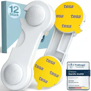 MUTKIND® 12 Stück Kindersicherung Schrank (Mit Kleber von TESA) - Extra Starker 