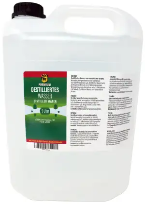 Destilliertes Wasser 5 L | hoher Reinheitsgrad von 2 Mikrosiemens | Reinstwasser
