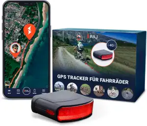 PAJ GPS Tracker Fahrradrücklicht - 4G Echtzeitortung mit Sturzalarm, inkl. 3 Mon