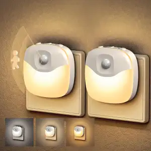 LOHAS-LED Nachtlicht Steckdose, 2 Stück Steckdosenlicht mit Bewegungsmelder und 